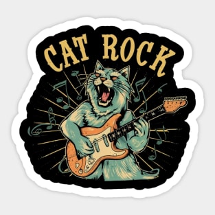 Cat,rock, and guitar Sticker